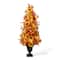 Glitzhome® 48" Fall Lighted Maple Leaf & Sunflower Urn Porch Tree with Timer